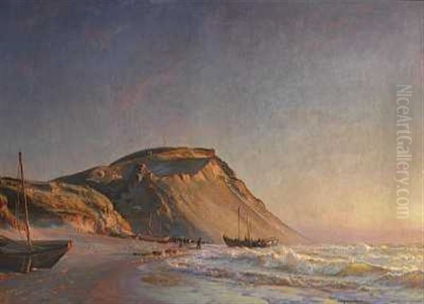 Lonstrup Strand. Solnedgang Oil Painting by Christian Molsted
