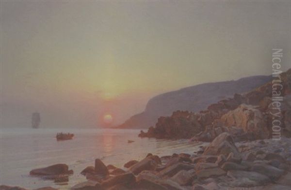 Solnedgang Ved Kullen, September Oil Painting by Christian Molsted