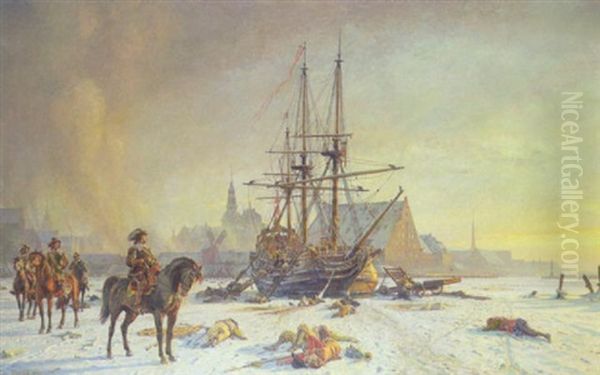 Morgen Efter Stormen Pa Kobenhavn 1659 Oil Painting by Christian Molsted