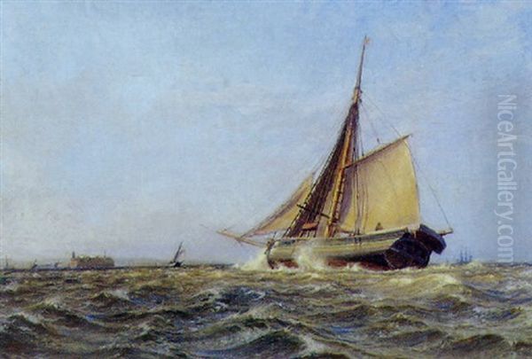 Kuttere Ud For Kysten Oil Painting by Christian Molsted