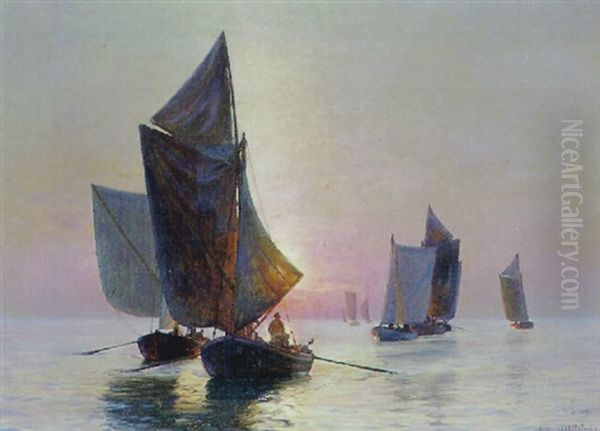 Solopgang Pa Sundet Oil Painting by Christian Molsted