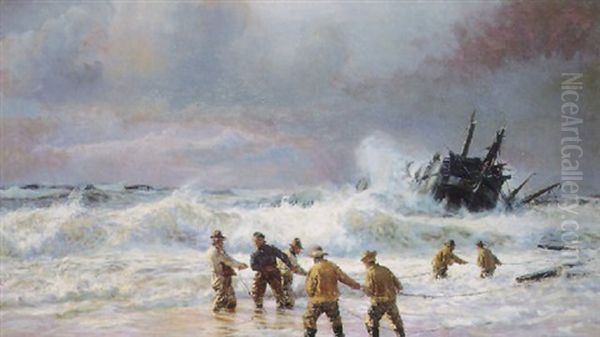 Salvaging The Wreck Oil Painting by Christian Molsted