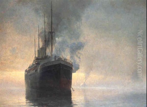 Det Lysner I Morgent+gen Oil Painting by Christian Molsted