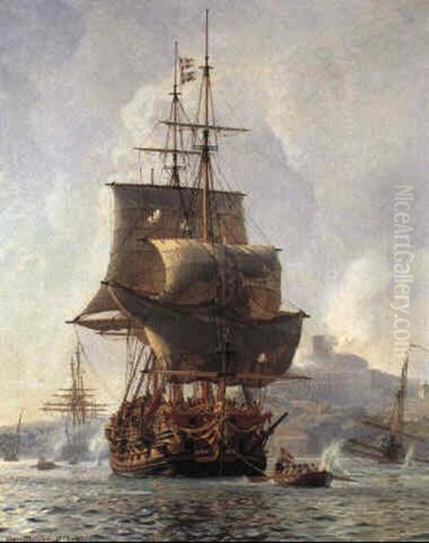 Episode Af Tordenskjolds Angreb Pa Marstrand, Juli 1719 Oil Painting by Christian Molsted