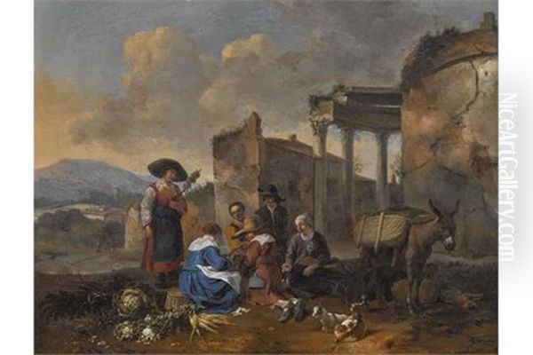 Marktszene In Einer Sudlichen Stadt Oil Painting by Hendrick Mommers