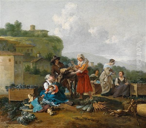 Marktszene Vor Einer Suditalienischen Stadt Oil Painting by Hendrick Mommers