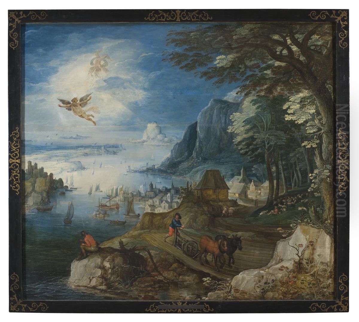 Landscape With The Fall Of Icarus Oil Painting by Joos de Momper the Younger