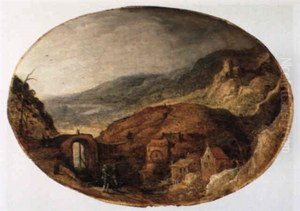 Gebirgslandschaft Mit Wassermuhle An Einem Flus Oil Painting by Joos de Momper the Younger