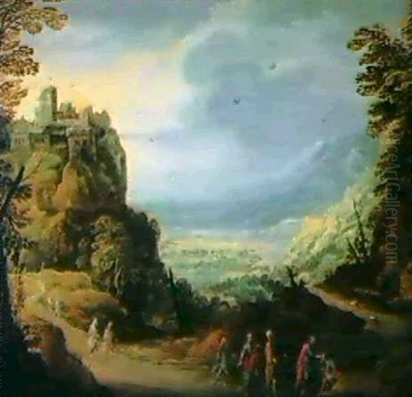 Paysage Avec Le Christ Guerissant Les Aveugles Oil Painting by Joos de Momper the Younger