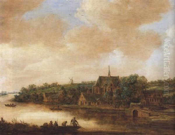 Dorf An Einem Flus Mit Fischern Oil Painting by Frans de Momper