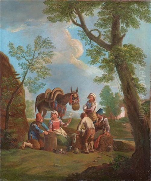 Landliche Szene Mit Pferd Oil Painting by Paolo Monaldi