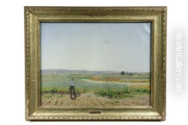 Champs D'angines Pres Fresnes (the Marne) Oil Painting by Jean Ferdinand Monchablon