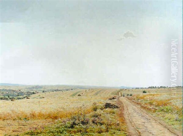 Un Chemin Dans Les Avoines Oil Painting by Jean Ferdinand Monchablon