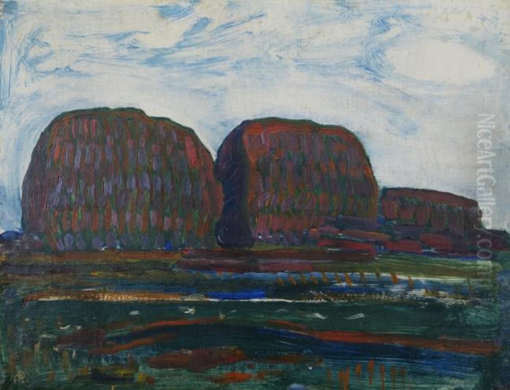 Haystacks Iii Oil Painting by Piet Mondrian