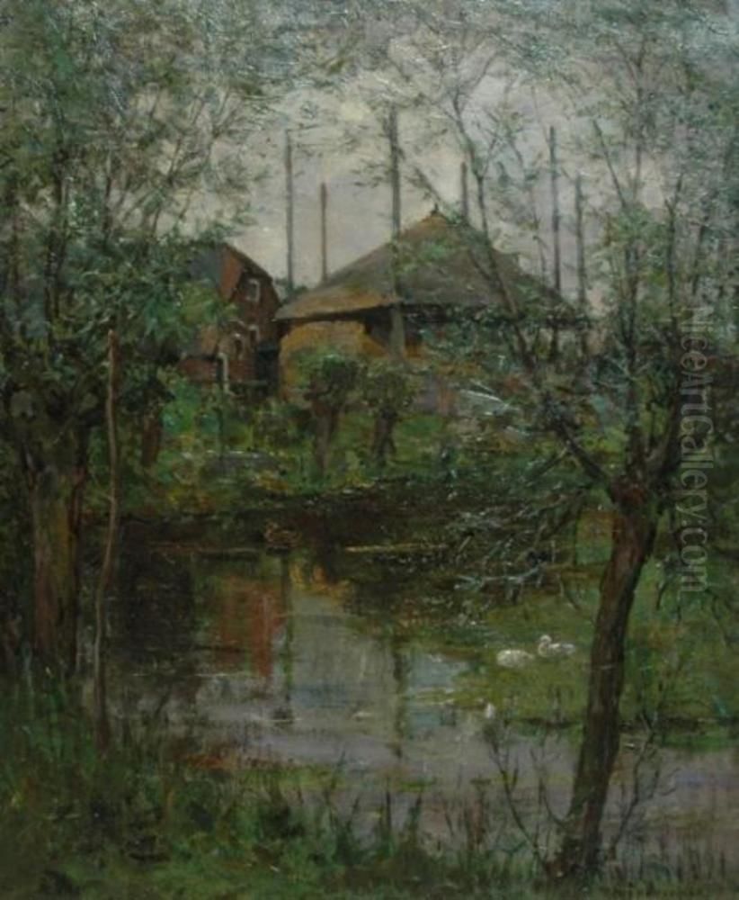 Haystack With Willow Trees Oil Painting by Piet Mondrian