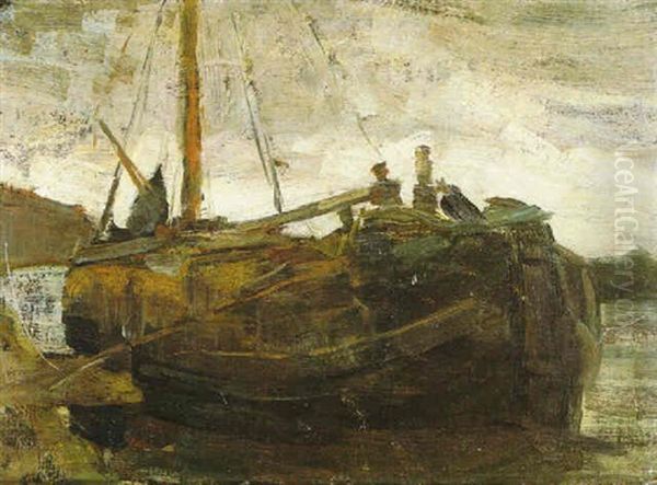 Bateau Dans Un Fleuve Oil Painting by Piet Mondrian