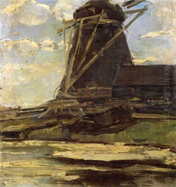 The French Mill At The Gein Oil Painting by Piet Mondrian