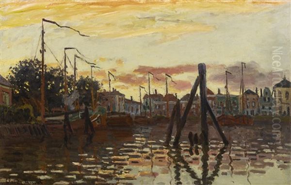 Le Port De Zaandam Oil Painting by Claude Oscar Monet