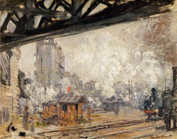 La Gare Saint-lazare, Vue Exterieure Oil Painting by Claude Oscar Monet