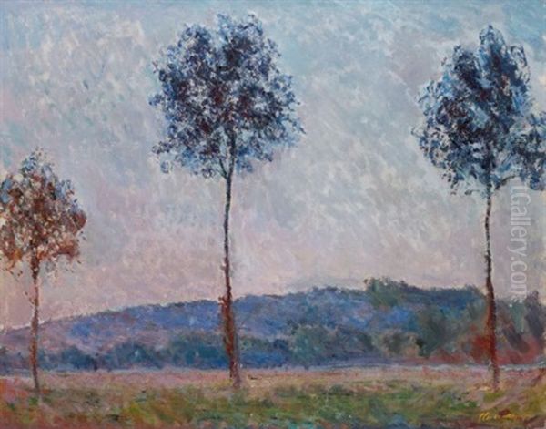 Trois Arbres A Giverny (peupliers) Oil Painting by Claude Oscar Monet