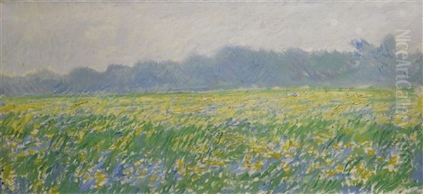 Champ D'iris A Giverny Oil Painting by Claude Oscar Monet