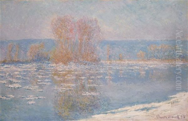 Les Glacons, Bennecourt Oil Painting by Claude Oscar Monet