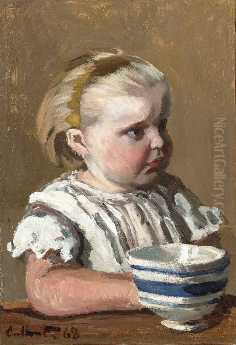 L'enfant A La Tasse, Portrait De Jean Monet Oil Painting by Claude Oscar Monet
