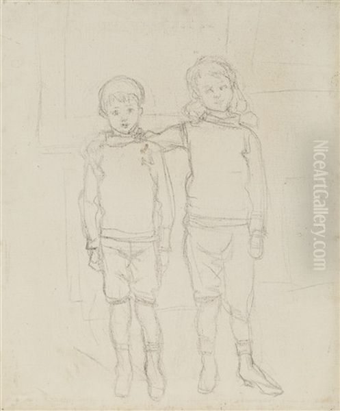 Michel Monet Et Jean-pierre Hoschede Se Tenant Par L'epaule Oil Painting by Claude Oscar Monet