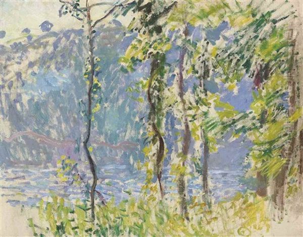 Paysage A Villez Oil Painting by Claude Oscar Monet