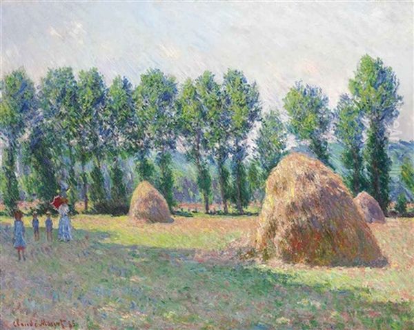 Les Meules A Giverny Oil Painting by Claude Oscar Monet