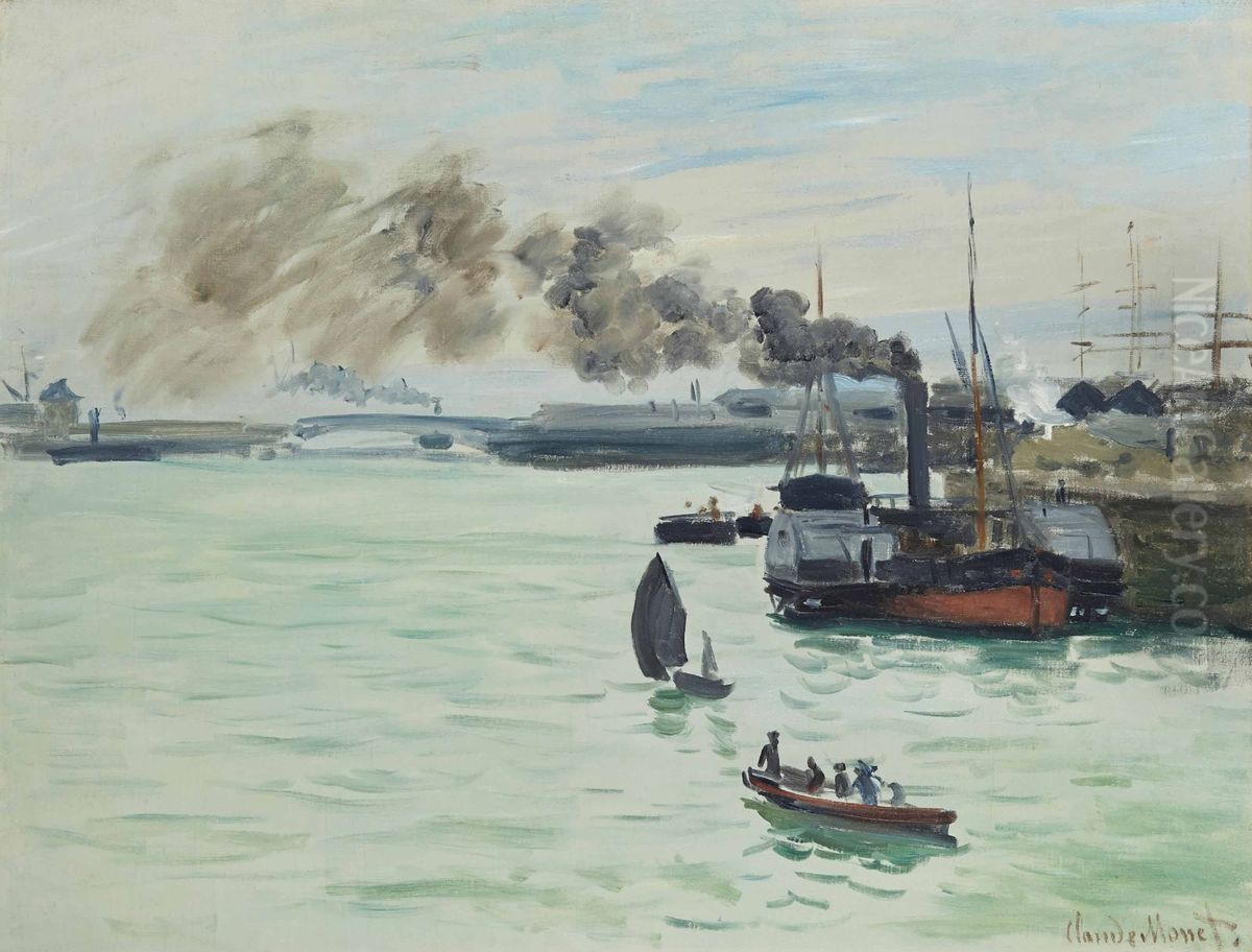 Vue D'un Port Oil Painting by Claude Oscar Monet