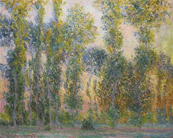 Les Peupliers A Giverny Oil Painting by Claude Oscar Monet