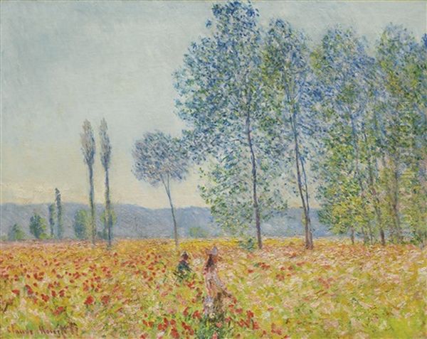 Sous Les Peupliers Oil Painting by Claude Oscar Monet