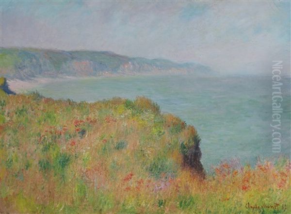 Sur La Falaise A Pourville Oil Painting by Claude Oscar Monet