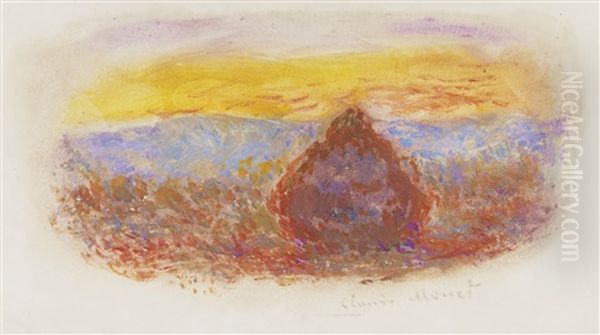 Meule, Soleil Couchant Oil Painting by Claude Oscar Monet