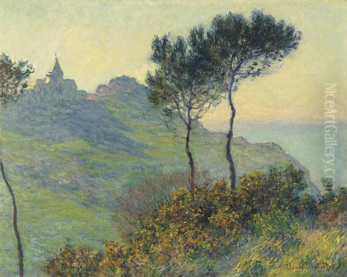 L'eglise De Varengeville, Soleil Couchant Oil Painting by Claude Oscar Monet