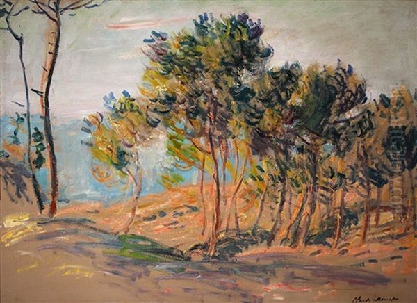 Les Sapins A Varengeville Oil Painting by Claude Oscar Monet
