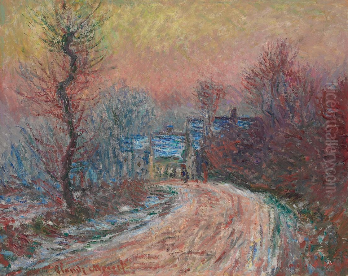 Entree De Giverny En Hiver, Soleil Couchant Oil Painting by Claude Oscar Monet