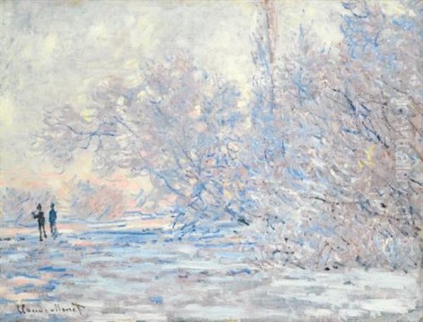Le Givre A Giverny Oil Painting by Claude Oscar Monet