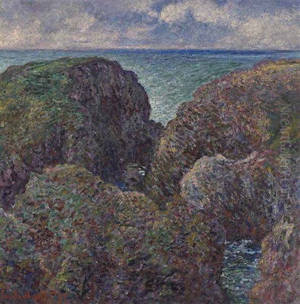 Bloc De Rochers A Port-goulphar Oil Painting by Claude Oscar Monet