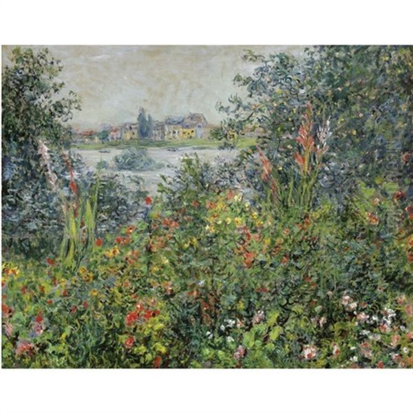 Fleurs A Vetheuil Oil Painting by Claude Oscar Monet