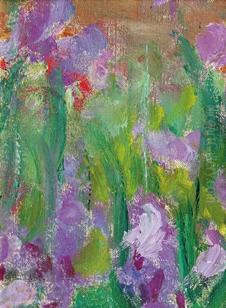 Les Iris I - Fragment Oil Painting by Claude Oscar Monet