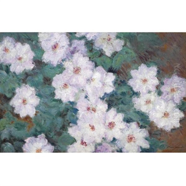Clematites Oil Painting by Claude Oscar Monet