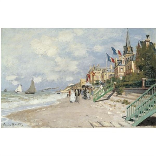 La Plage A Trouville Oil Painting by Claude Oscar Monet