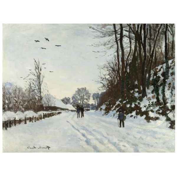 La Route De La Ferme Saint-simeon En Hiver Oil Painting by Claude Oscar Monet