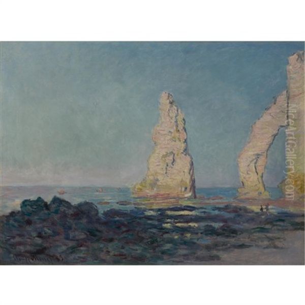 Aiguille D'etretat, Maree Basse Oil Painting by Claude Oscar Monet