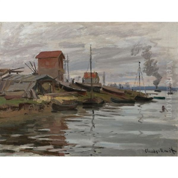 La Seine Au Petit-gennevilliers Oil Painting by Claude Oscar Monet