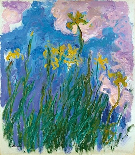 Iris Jaunes Oil Painting by Claude Oscar Monet