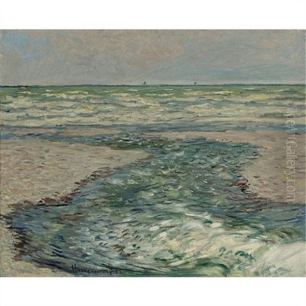 Riviere De Pourville, Maree Basse Oil Painting by Claude Oscar Monet