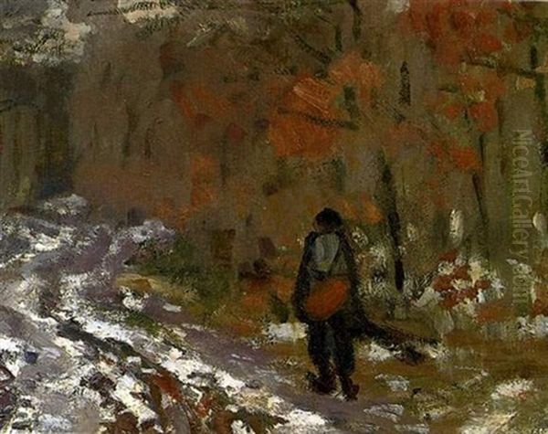Chemin Boise, Effet De Neige Oil Painting by Claude Oscar Monet